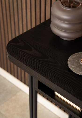 ACT NORDIC Darlington spisebord, med 1 ileggsplate - sort ask grov melamin matt sort stl (40/80x140)