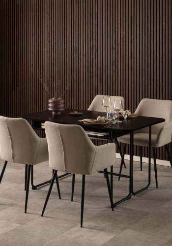 ACT NORDIC Darlington spisebord, med 1 ileggsplate - sort ask grov melamin matt sort stl (40/80x140)