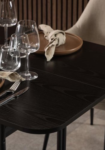 ACT NORDIC Darlington spisebord, med 1 ileggsplate - sort ask grov melamin matt sort stl (40/80x140)