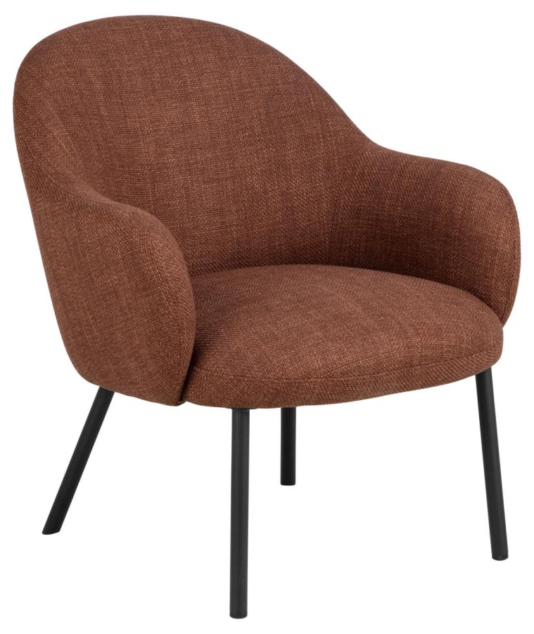 ACT NORDIC Spencer Loungesessel mit Armlehnen – Terrakotta-Stoff und schwarzer Stahl