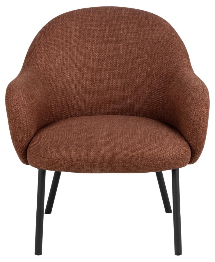 ACT NORDIC Spencer Loungesessel mit Armlehnen – Terrakotta-Stoff und schwarzer Stahl