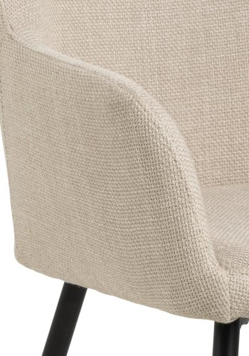 ACT NORDIC Lizzy Esszimmerstuhl, mit Armlehnen und Reißverschluss – beiger Stoff und schwarzer Stahl