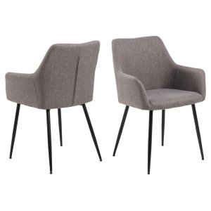 ACT NORDIC Lizzy spisebordsstol, m. armln og lynls - lys grbrun stof og sort stl