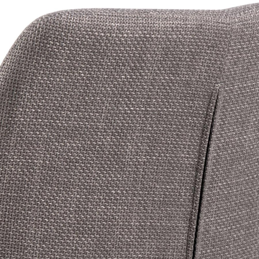 ACT NORDIC Lizzy Esszimmerstuhl, mit Armlehnen und Reißverschluss – hellgraubrauner Stoff und schwarzer Stahl