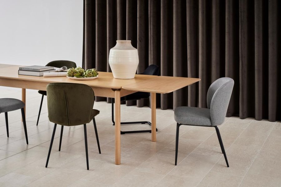 ACT NORDIC Evelyn Esszimmerstuhl, mit Reißverschluss – olivgrüner Stoff und schwarzer Stahl