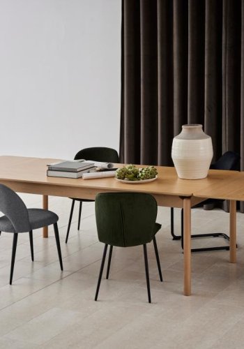 ACT NORDIC Evelyn Esszimmerstuhl, mit Reißverschluss – olivgrüner Stoff und schwarzer Stahl