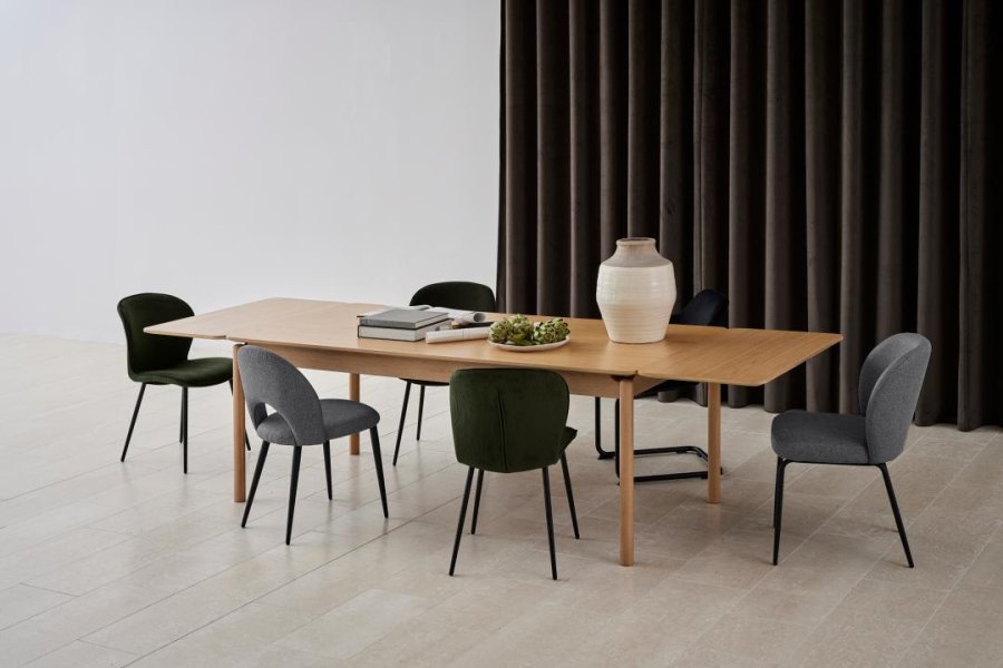 ACT NORDIC Evelyn Esszimmerstuhl, mit Reißverschluss – olivgrüner Stoff und schwarzer Stahl