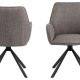 ACT NORDIC Glenda Esszimmerstuhl, mit Armlehnen und Drehfunktion – hellgraubrauner Stoff und schwarzer Stahl