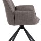 ACT NORDIC Glenda Esszimmerstuhl, mit Armlehnen und Drehfunktion – hellgraubrauner Stoff und schwarzer Stahl
