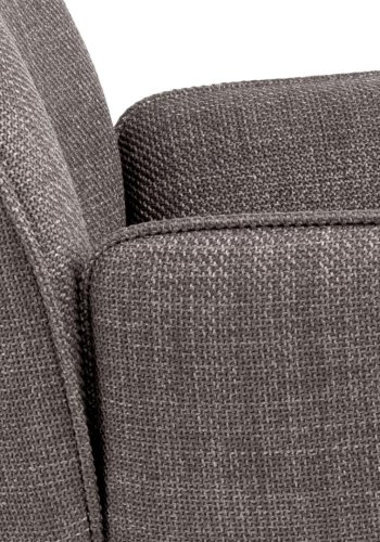 ACT NORDIC Glenda Esszimmerstuhl, mit Armlehnen und Drehfunktion – hellgraubrauner Stoff und schwarzer Stahl