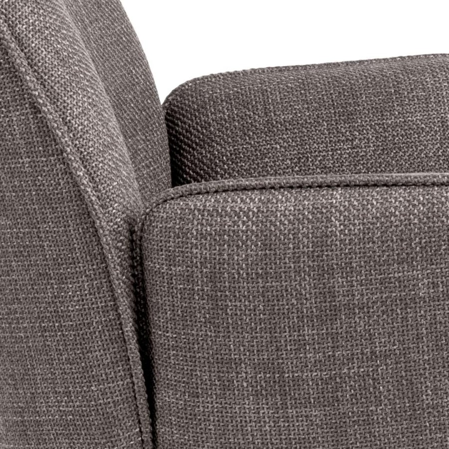 ACT NORDIC Glenda Esszimmerstuhl, mit Armlehnen und Drehfunktion – hellgraubrauner Stoff und schwarzer Stahl