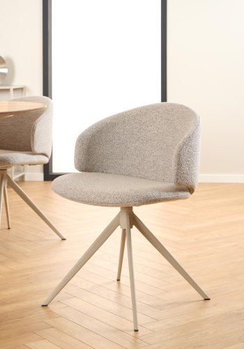 ACT NORDIC Ella spisestuestol, med svingfunksjon - beige stoff og grtt stl