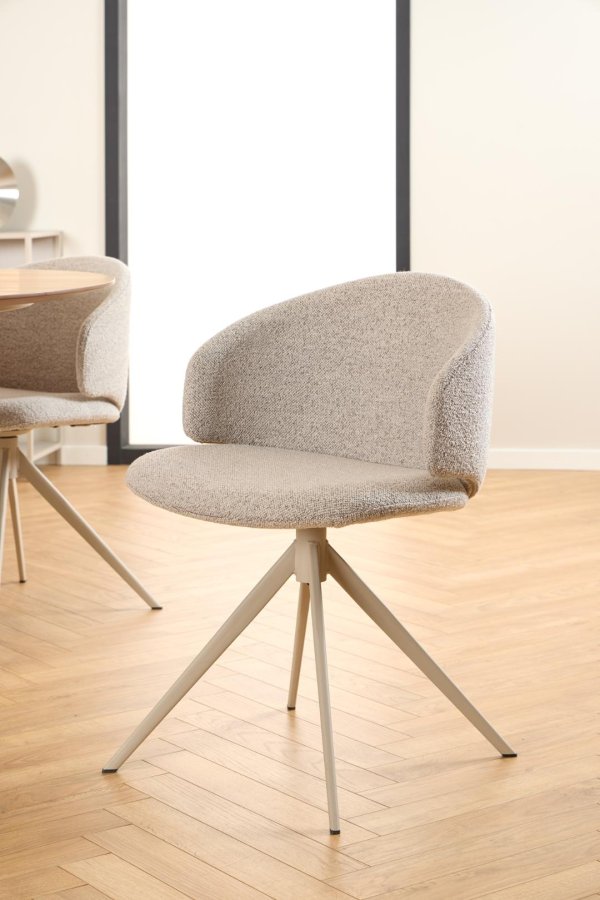 ACT NORDIC Ella spisestuestol, med svingfunksjon - beige stoff og grtt stl