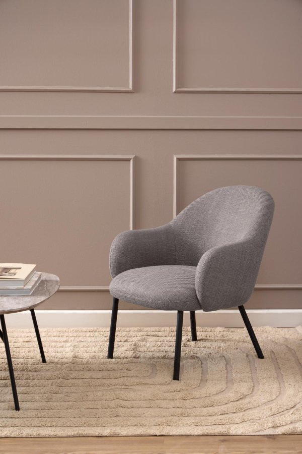 ACT NORDIC Spencer lenestol, med armlener - lys grbrunt stoff og svart stl