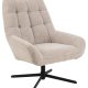 ACT NORDIC Paris Drehstuhl, mit Armlehnen, quadratischen Nähten und Reißverschluss – beiger Stoff und schwarzer Stahl