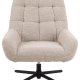 ACT NORDIC Paris Drehstuhl, mit Armlehnen, quadratischen Nähten und Reißverschluss – beiger Stoff und schwarzer Stahl