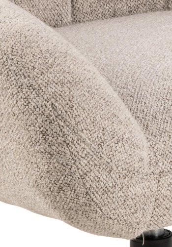 ACT NORDIC Paris Drehstuhl, mit Armlehnen, quadratischen Nähten und Reißverschluss – beiger Stoff und schwarzer Stahl