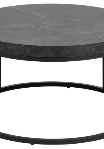 ACT NORDIC Strington Couchtisch, rund – mattschwarzes Izmir-Melamin und schwarzer Stahl (65)