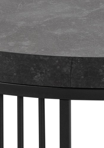 ACT NORDIC Strington Couchtisch, rund – mattschwarzes Izmir-Melamin und schwarzer Stahl (65)