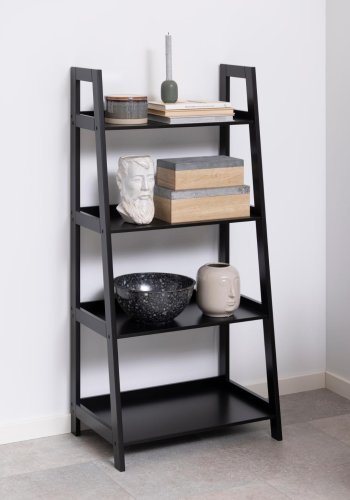 ACT NORDIC Wally Bücherregal, mit Treppenform und 4 Regalen – schwarzes MDF