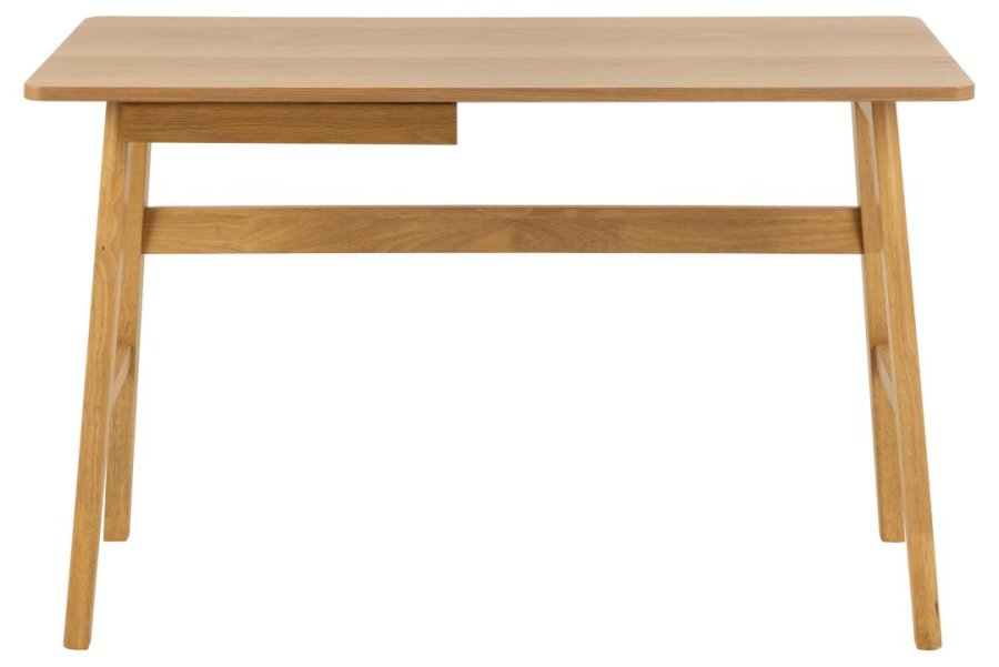 ACT NORDIC Barnett Schreibtisch, mit 1 Schublade - Eichenfurnier matt/Eiche matt gebeizt, Acryllack, Gummibaumholz (120x60)