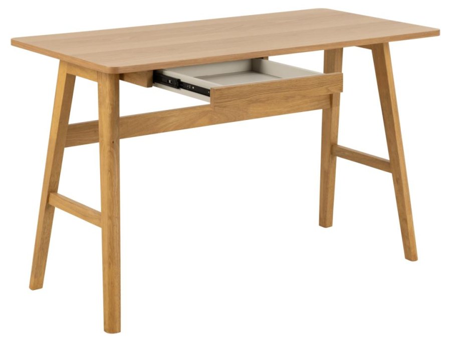 ACT NORDIC Barnett Schreibtisch, mit 1 Schublade - Eichenfurnier matt/Eiche matt gebeizt, Acryllack, Gummibaumholz (120x60)