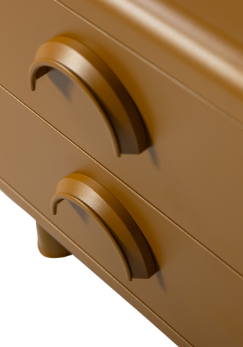 WOOOD Rune natbord, m. 2 skuffer - honninggul metal (42x42)