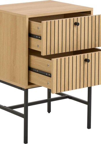 ACT NORDIC Albany natbord, m. 2 skuffer - eg melamin og sort stl45.6x40