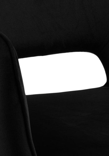 ACT NORDIC Ranja Esszimmerstuhl, mit Armlehnen – schwarzer Stoff und schwarzer Stahl