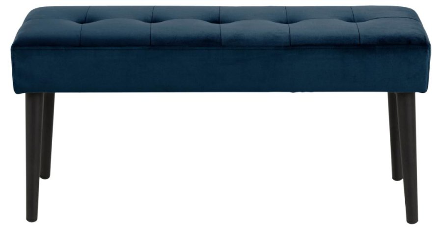 ACT NORDIC Rechteckige Glory-Bank mit Spezialnähten – marineblauer Stoff und schwarzer Stahl (95 x 38)