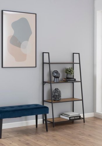 ACT NORDIC Rechteckige Glory-Bank mit Spezialnähten – marineblauer Stoff und schwarzer Stahl (95 x 38)