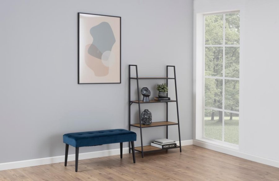 ACT NORDIC Rechteckige Glory-Bank mit Spezialnähten – marineblauer Stoff und schwarzer Stahl (95 x 38)