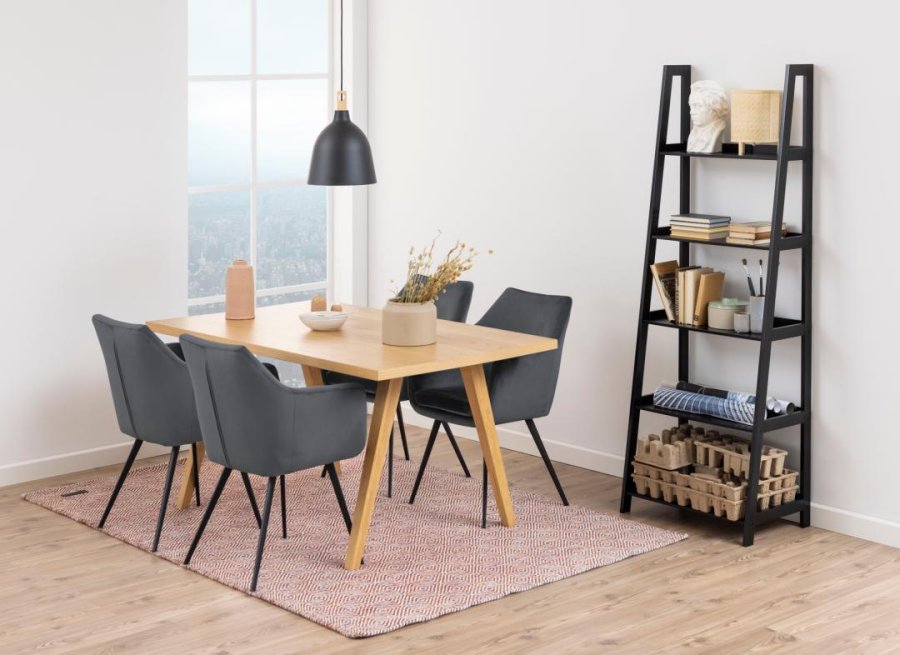 ACT NORDIC Wally Bücherregal, mit Treppenform und 5 Regalen – schwarzes MDF