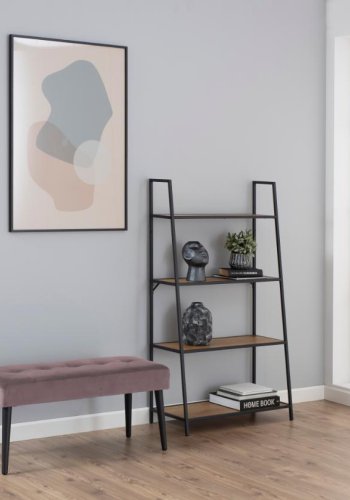 ACT NORDIC Rechteckige Glory-Bank mit Spezialnähten – Stoff in Altrosa und schwarzer Stahl (95 x 38)