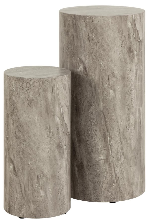 ACT NORDIC Terningpedestal, rund - grtt marmorriver grovt papir (34) (sett med 2)