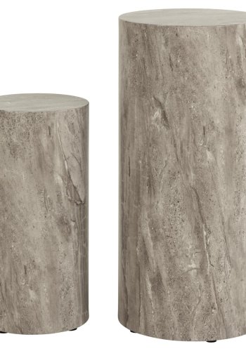 ACT NORDIC Terningpedestal, rund - grtt marmorriver grovt papir (34) (sett med 2)