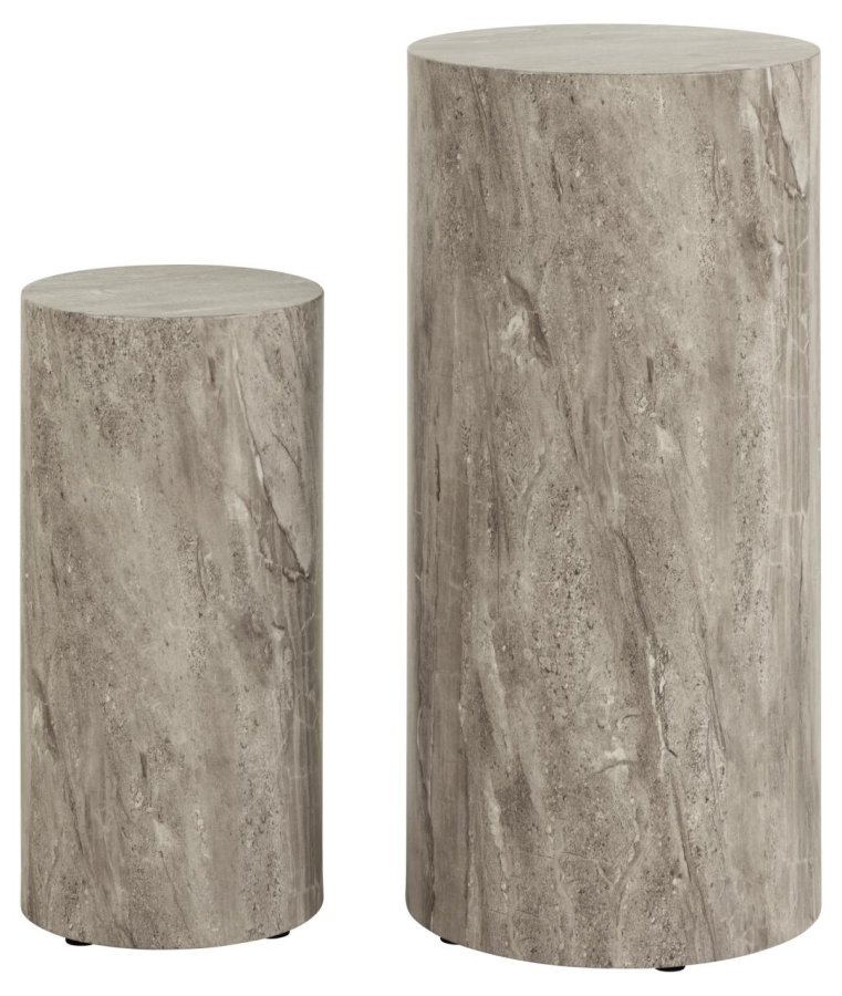 ACT NORDIC Terningpedestal, rund - grtt marmorriver grovt papir (34) (sett med 2)