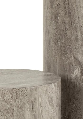 ACT NORDIC Terningpedestal, rund - grtt marmorriver grovt papir (34) (sett med 2)