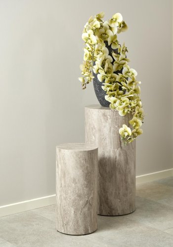 ACT NORDIC Terningpedestal, rund - grtt marmorriver grovt papir (34) (sett med 2)