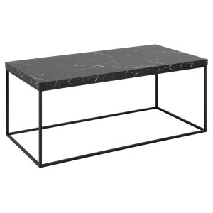 ACT NORDIC Barossa soffbord, rektangulärt - svart marmor Marquina grov melamin och svart stl (110x55)