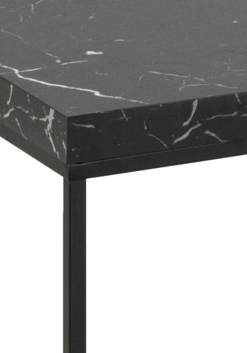 ACT NORDIC Barossa sofabord, rektangulr - sort marmor Marquina ru melamin og sort stl (110x55)