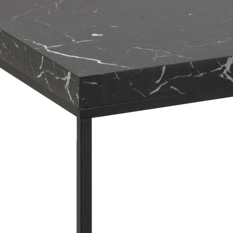 ACT NORDIC Barossa sofabord, rektangulr - sort marmor Marquina ru melamin og sort stl (110x55)