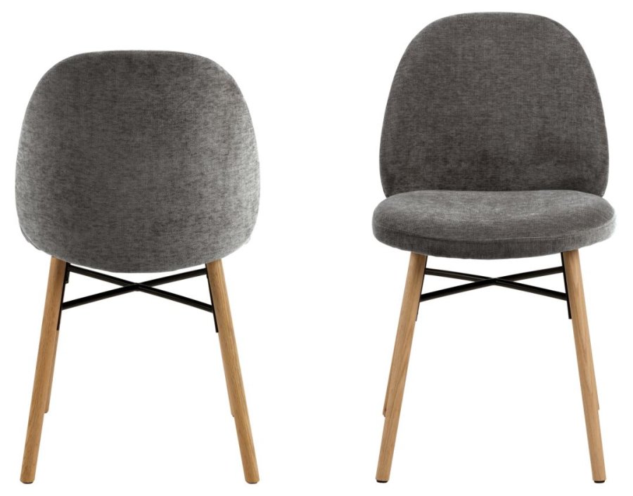 ACT NORDIC Sophia spisestuestol - mrkegrtt stoff og matt naturlig eik