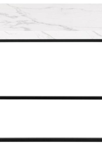 ACT NORDIC Barossa Couchtisch, rechteckig – weißer Carrara-Marmor, raues Melamin und schwarzer Stahl (110 x 55)