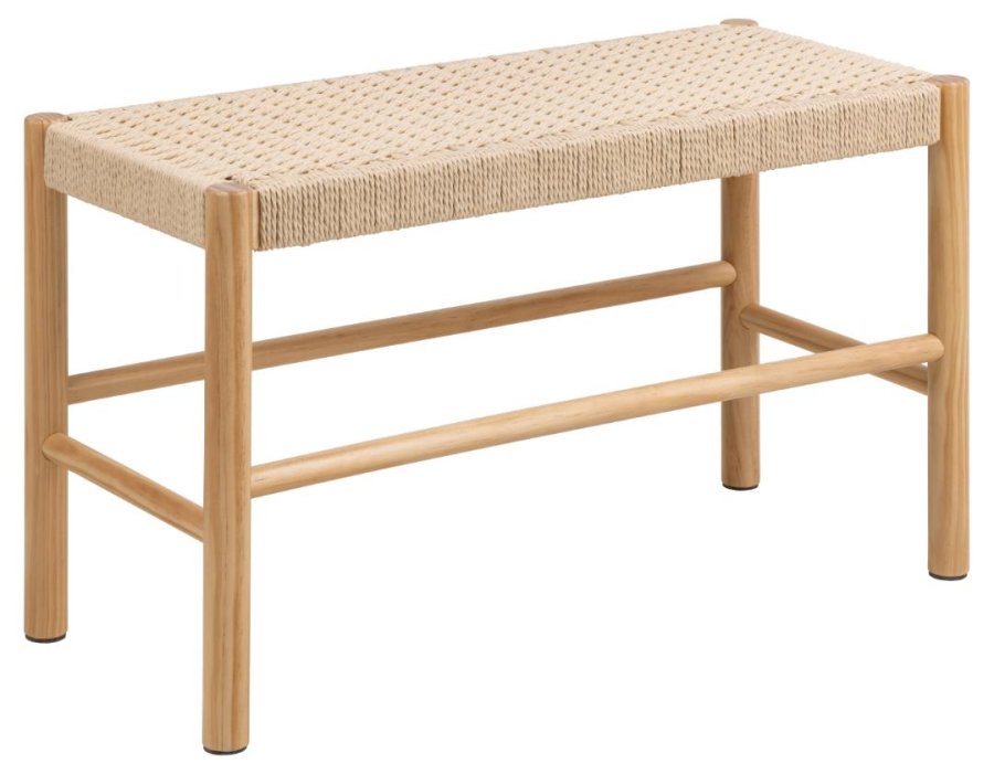 ACT NORDIC Alvin bnk, m. vvet mnster, rektangulr - off white papirflet og natur fyrretr (80x35)