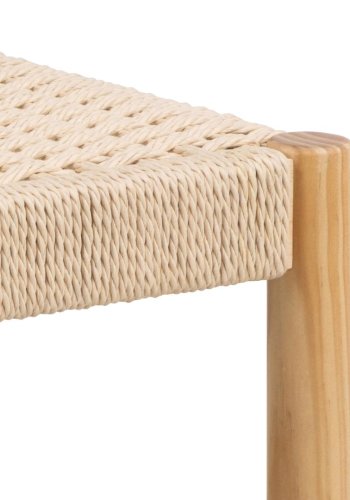 ACT NORDIC Alvin bnk, m. vvet mnster, rektangulr - off white papirflet og natur fyrretr (80x35)