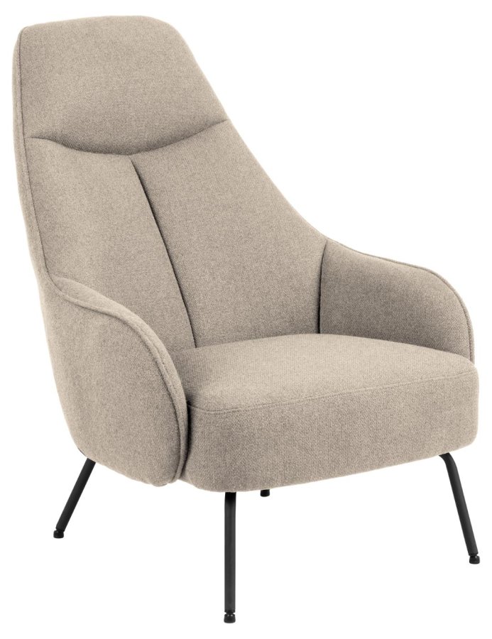 ACT NORDIC Texas Relaxsessel, mit Armlehnen und Taschenfedern – beiger Stoff und schwarzer Stahl