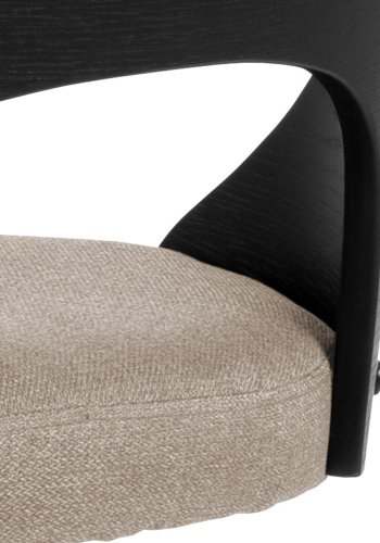 ACT NORDIC Lucy Barhocker, mit Rückenlehne, Fußstütze, Drehfunktion - Sandstoff und schwarzes Eichenfurnier/Stahl