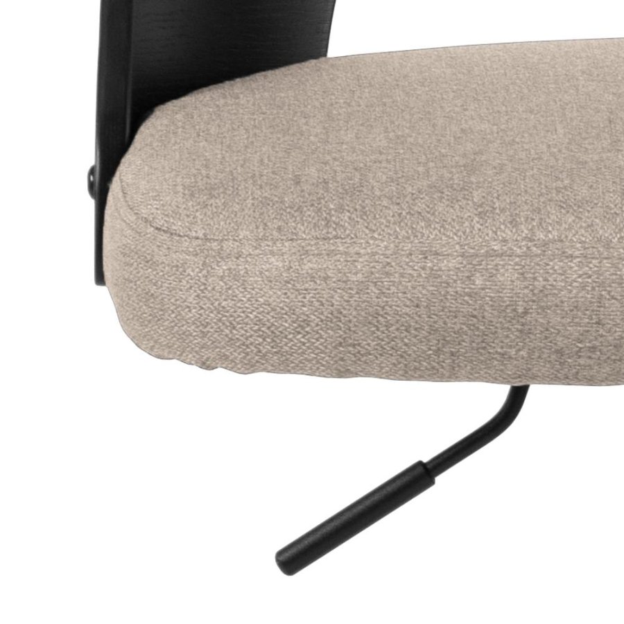 ACT NORDIC Lucy Barhocker, mit Rückenlehne, Fußstütze, Drehfunktion - Sandstoff und schwarzes Eichenfurnier/Stahl