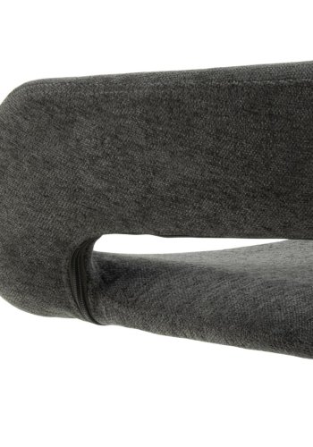 ACT NORDIC Grace Barhocker, mit Rückenlehne, Armlehnen, Fußstütze, Drehfunktion – dunkelgrauer Stoff und schwarzer Stahl